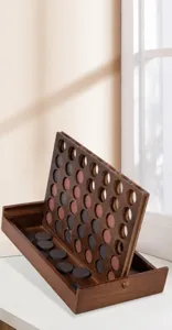 Wooden Connect Four board game desktop educational toy for kids and family fun interactive.