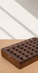 Wooden Four-in-a-Row Board Game 3D Connect Four Toy Storage Box Desktop Strategy Educational Game