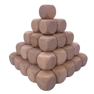 Blocs Carrés en Bois de Schima Naturel Dés Vierges Coins Arrondis DIY Artisanat en Bois Peint à la Main Blocs de Construction