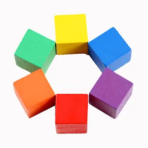 Colorful wooden cubic blocks set, math teaching aids for kids early learning.