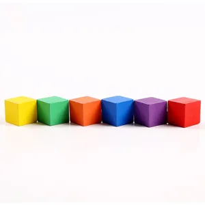 Colorful wooden square building blocks set, ideal math learning cubes for kids learning.