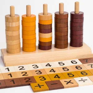 Jouet d'Apprentissage Mathématique Éducatif Précoce de Compteur d'Insertion de Colonne Numérique en Bois pour Enfants