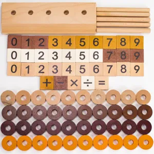 Ensemble de jouets éducatifs en bois pour le comptage des nombres, apprentissage des maths.