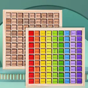 Wooden Multiplication Table Math Toy Montessori Educational Learning Toy Colorful Number Blocks Counting Game Kids Preschool Gift