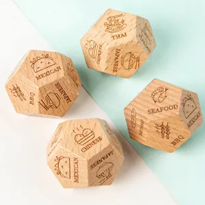 Beechwood 12-sided food dice funny wooden novelty decision dice couple board game props
