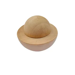 Natural wooden hemisphere toy Montessori learning aid DIY craft unpainted wooden ball setup for kids