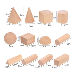 Wooden 3d geometric shapes math teaching aids set for kids elementary school classroom learning