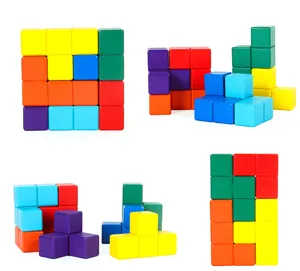 Wooden Soma cube puzzle 3D brain teaser building blocks for kids early education spatial training