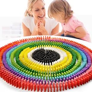 Colorful wooden dominoes set concentric circle blocks toy for kids early education fun game