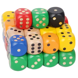 Colorful wooden dice set, solid wood game dice with dots for board games, party and family entertainment.