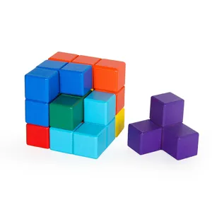 Wooden Soma cube puzzle blocks for kids early educational spatial training main view
