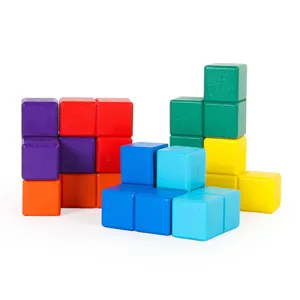 Wooden puzzle blocks spatial training educational toy for kids brain teaser cube set