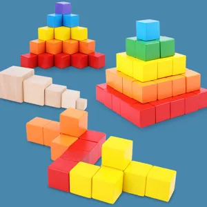 Montessori wooden building blocks math educational toys 100 pcs cubes for kids learning