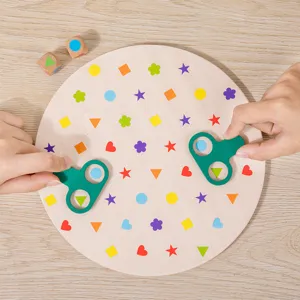 Wooden Shape Matching Battle Board Game Educational Early Learning Interactive Puzzle Toy For Kids Gift