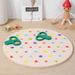Wooden shape matching board game for kids early educational cognitive desktop toys color matching