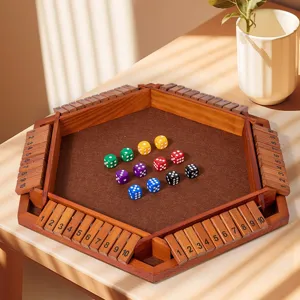 Wooden shut the box dice game math board game for kids family interactive table toy.
