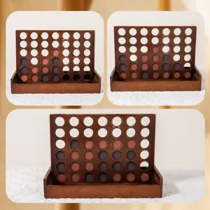 Wooden 4-in-a-row board game desktop educational toy for kids, fun strategy game set.