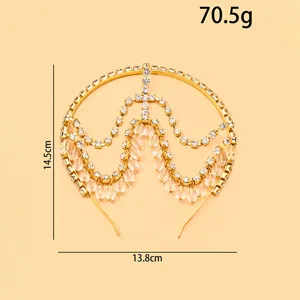 Goldene Strass Braut Haarreif Luxus Kristall Hochzeit Haarschmuck für Damen elegante Party.