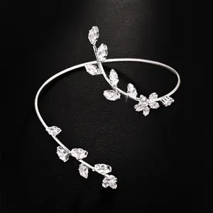 Kristal Blad Open Armband Strass Tak Armband Elegante Avond Feest Sieraden Accessoire
