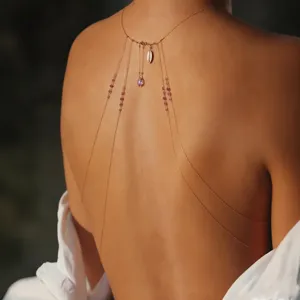 Elegante braut körper kette strass rücken halskette für hochzeit abendkleid rückenfreies kleid