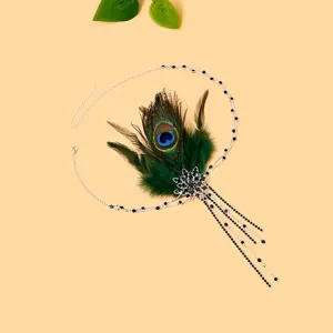 Cadena de cabeza vintage Gatsby de los años 20 pluma de pavo real y accesorios
