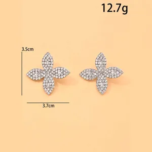 Elegante Strass Blumen Ohrstecker glitzernde Kristall Ohrringe fuer Damen Party