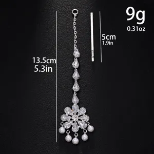 Exquisite Indian maang tikka crystal flower hair chain bridal forehead jewelry ornament