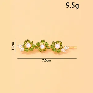 Elegante horquilla de perlas y pedreria pinza para el cabello dorada accesorios mujer