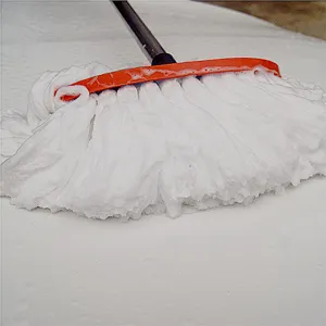 Detail shot of the car wash mop head with soft white bristles and orange frame for cleaning.