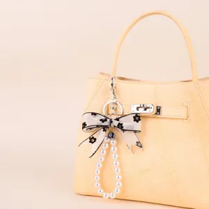 Χειροποίητο κρεμαστό τσάντας με πέρλες και φιόγκο, κομψό κορεάτικο αξεσουάρ.