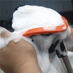 Car wash mop detail view, retractable cleaning brush with soft bristles and foam effect.