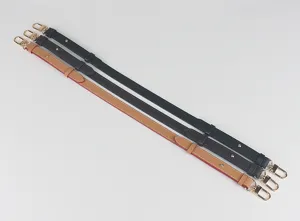 Adjustable replacement bag straps in black, dark brown and tan with gold hardware.