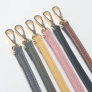 Set vervangende tassenriemen met gouden karabijnhaken, kleurrijke lederen DIY schouderriemen.
