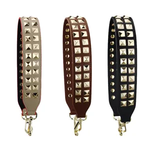 Brede Handtassen Vervangingsriem PU Leer Met Gouden Pyramideklinknagels Mode Handtassen Portemonnee Riem Accessoires
