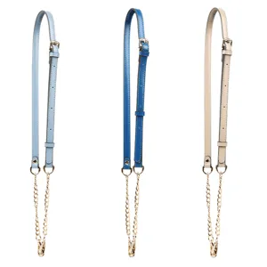 Replacement bag strap leather and chain adjustable crossbody purse strap set for women