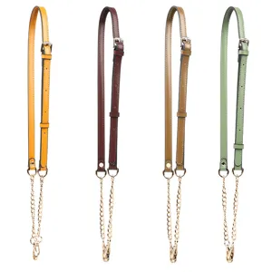 Replacement bag strap PU leather and metal chain crossbody purse strap set for women