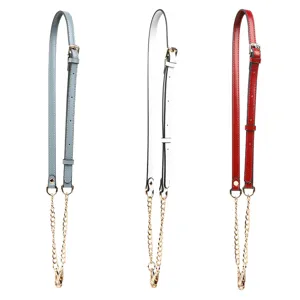 Replacement bag strap with metal chain adjustable PU leather crossbody purse strap accessories