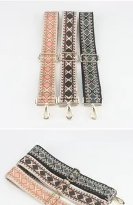 Adjustable ethnic diamond wide bag strap replacement crossbody purse strap hardware