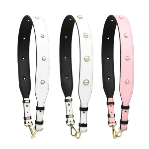 Replacement Pearl Bag Strap Adjustable PU Leather Crossbody Shoulder Strap Handbag Accessories