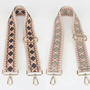 Adjustable colorful geometric diamond wide replacement bag strap for crossbody purse