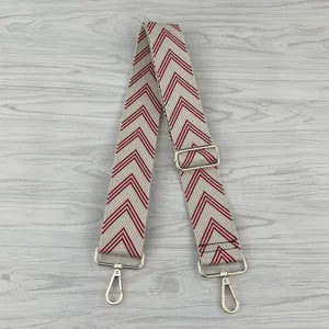 Large Sangle de Sac Bandoulière de Remplacement Réglable En Toile Sangle d'Épaule Avec Quincaillerie Métallique Motif Flèche Géométrique
