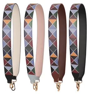 Wide shoulder strap for women bags, crossbody bag strap replacement accessory geometric pattern.