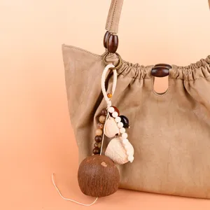 Natural plant pod wind chime bag pendant, handmade healing hanging ornament detail showcase.