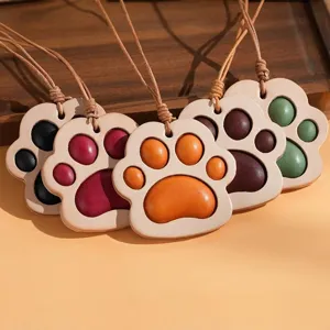 Genuine Leather Cat Paw Car Rearview Mirror Hanging Ornament Cute Women Bag Charm Keychain Purse Pendant Decoration