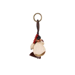 Natural plant seed shell wind chime bag charm handmade healing car hanging ornament.