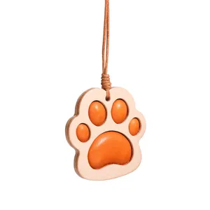 Cute cat paw leather car hanging ornament rearview mirror charm bag pendant key chain decor