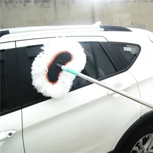 telescopic long handle car wash mop with soft microfiber brush head for vehicle cleaning