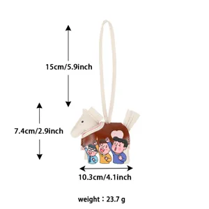PU Leather Horse Bag Charm Cute Keychain Pendant Fashion Bag Accessories 10.3cm