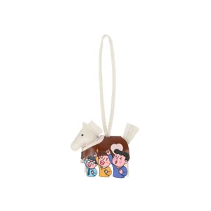 Cute PU leather horse bag charm keychain with cartoon design stylish accessory for daily use
