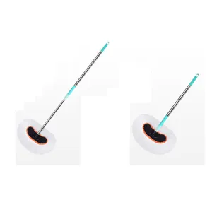 Telescopic car wash mop with soft milk silk bristles and long handle for vehicle cleaning.